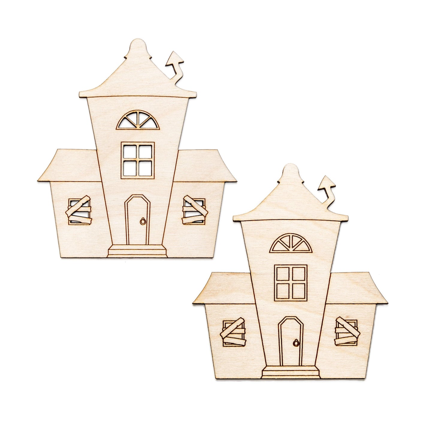 Haunted Abandoned House Wood Cutout - Laser Cut Unfinished Craft Shape - Multiple Sizes