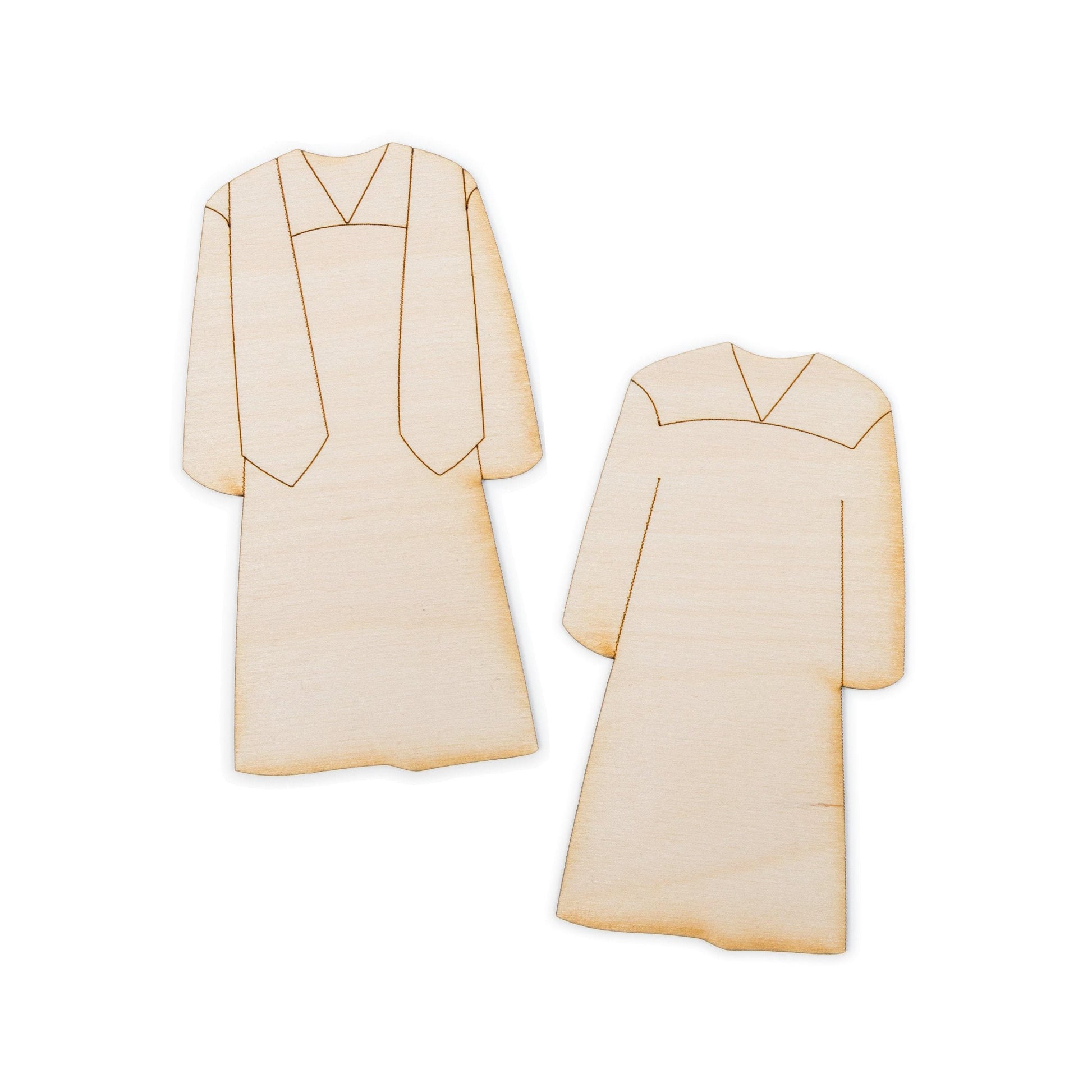 Graduation Gown Wood Cutout - Laser Cut Unfinished Craft Shape - Multiple Sizes
