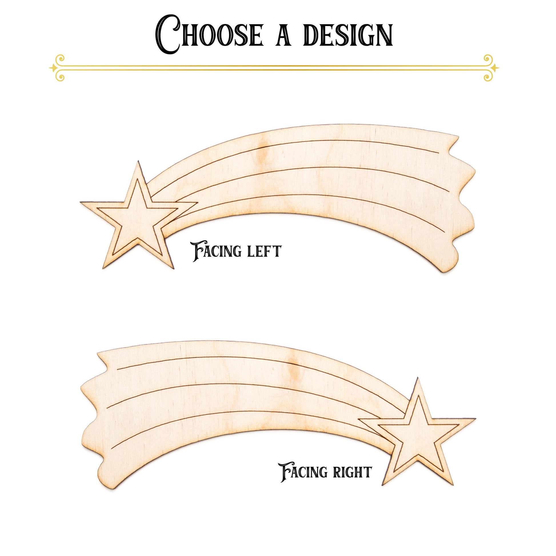 Shooting Star Wood Cutout - Laser Cut Unfinished Craft Shape - Multiple Sizes