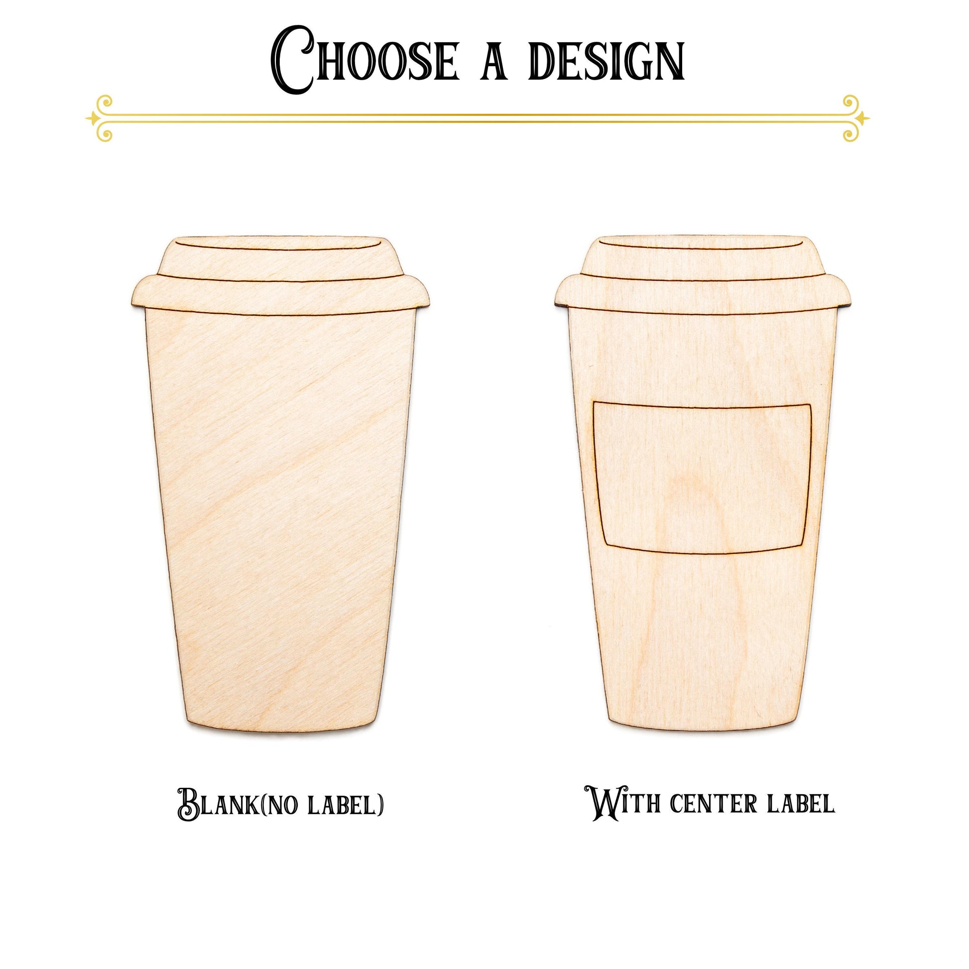 Coffee Cup Wood Cutout - Laser Cut Unfinished Craft Shape - Multiple Sizes