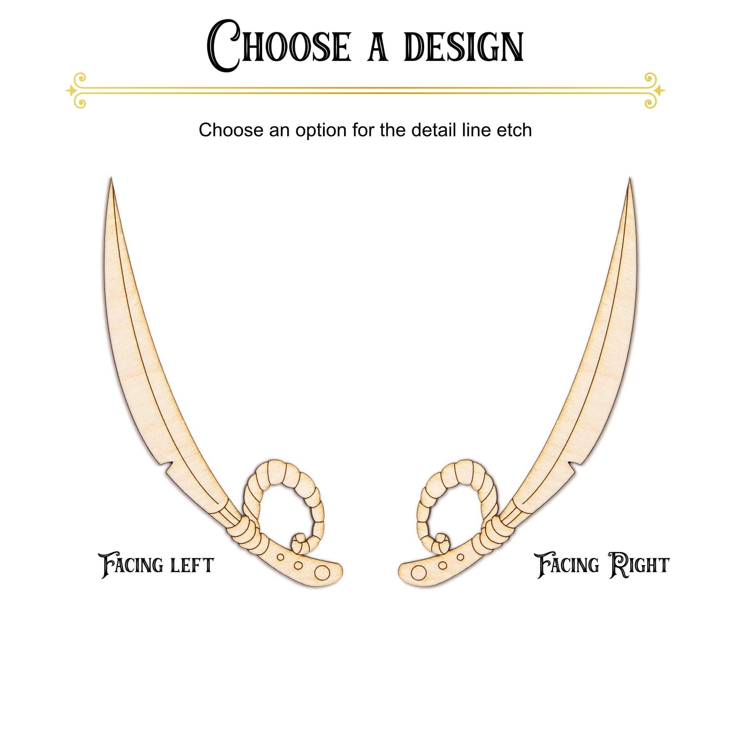 Pirate Sword Wood Cutout - Laser Cut Unfinished Craft Shape - Multiple Sizes