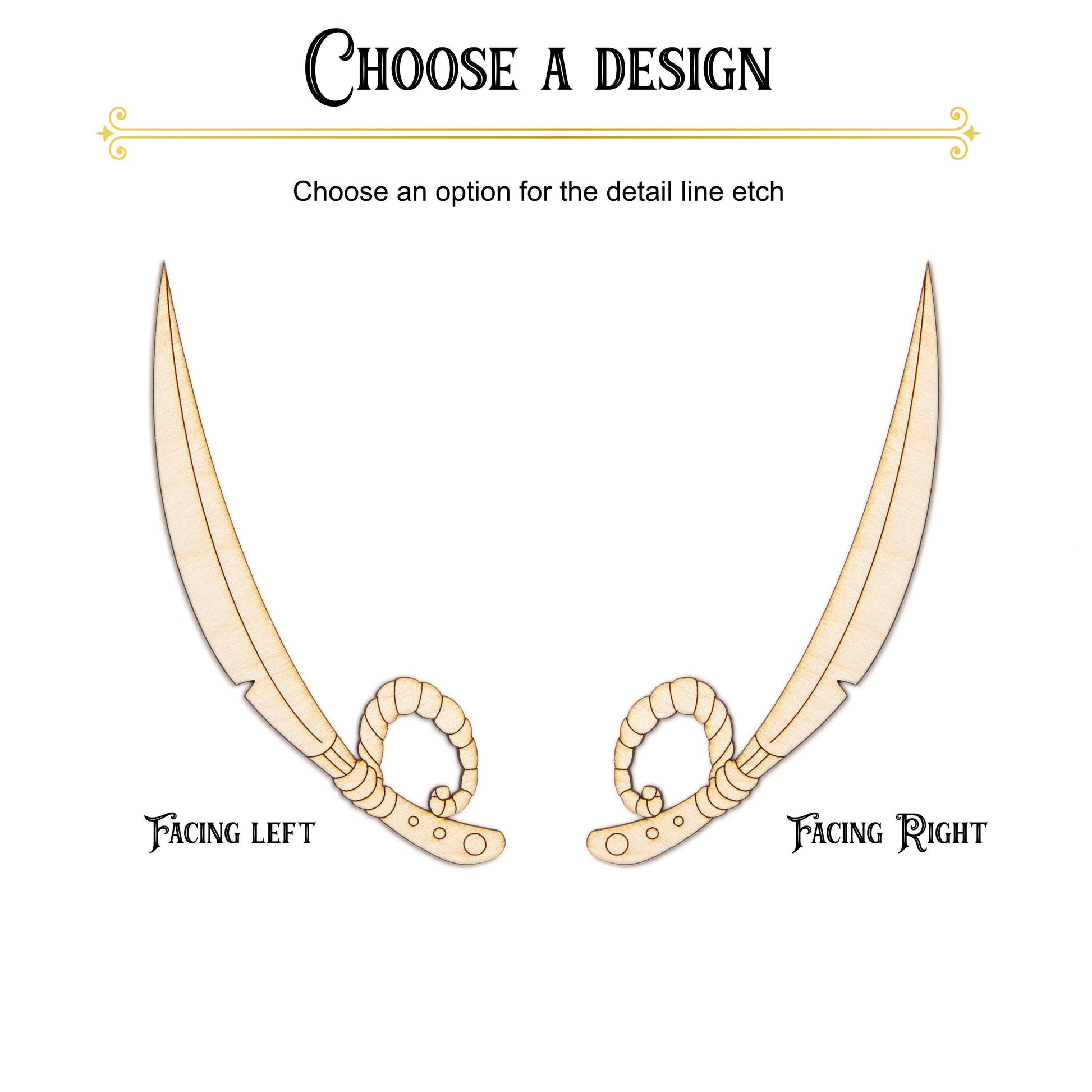 Pirate Sword Wood Cutout - Laser Cut Unfinished Craft Shape - Multiple Sizes
