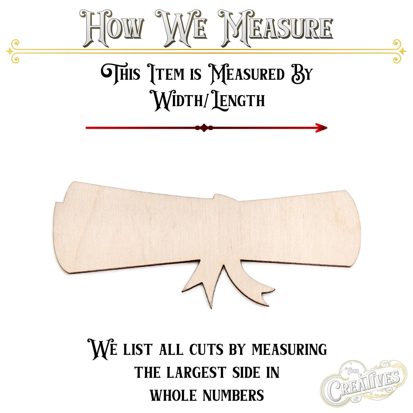 Graduation Scroll Blank Wood Cutout - Laser Cut Unfinished Craft Shape - Multiple Sizes