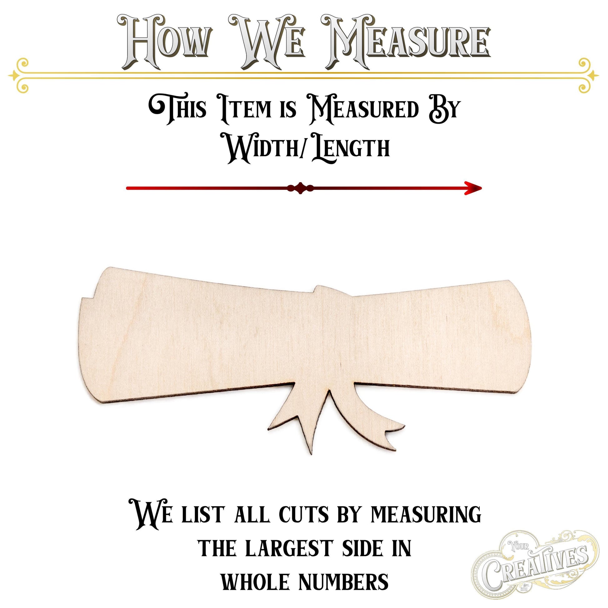 Graduation Scroll Blank Wood Cutout - Laser Cut Unfinished Craft Shape - Multiple Sizes