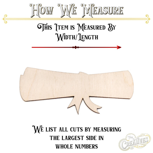 Graduation Scroll Blank Wood Cutout - Laser Cut Unfinished Craft Shape - Multiple Sizes