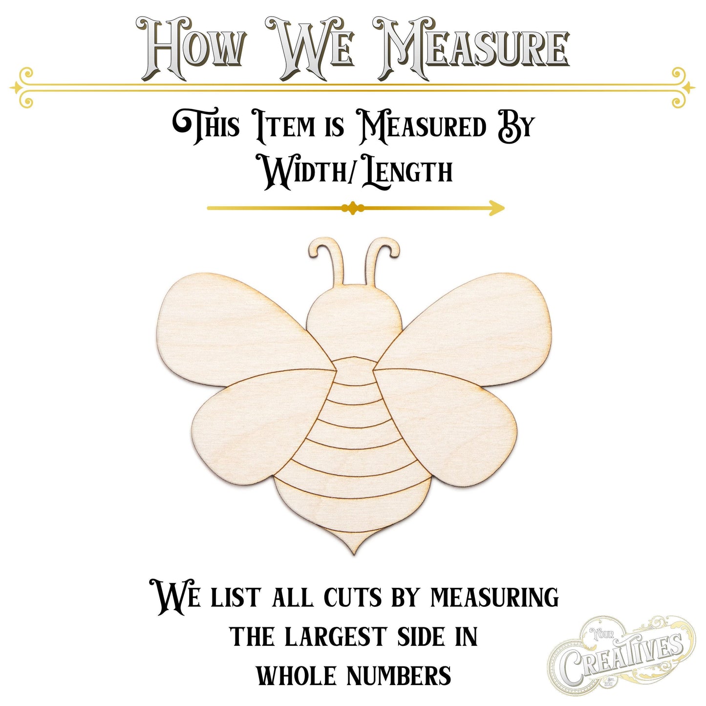 Cute Bee Wood Cutout - Laser Cut Unfinished Craft Shape - Multiple Sizes