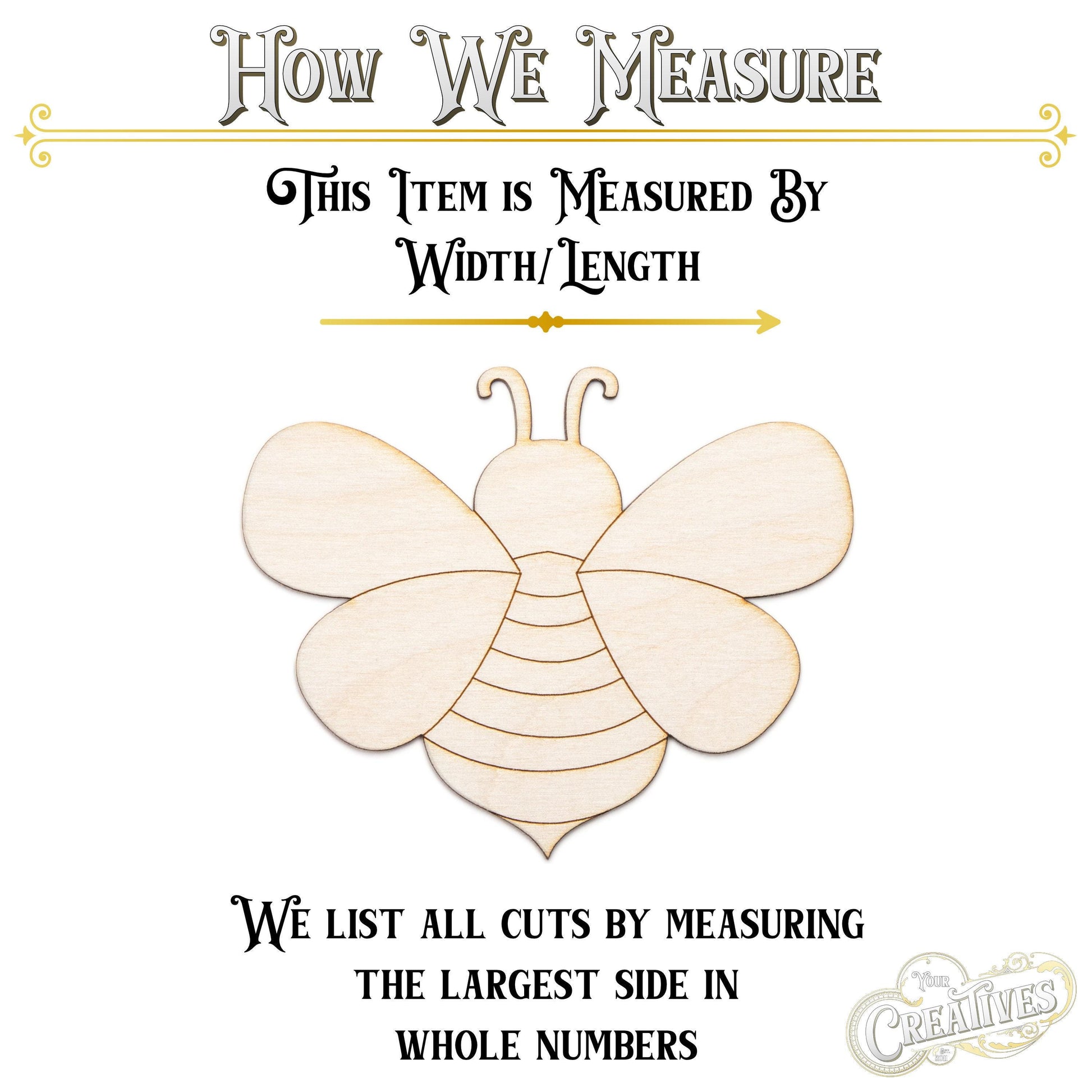 Cute Bee Wood Cutout - Laser Cut Unfinished Craft Shape - Multiple Sizes