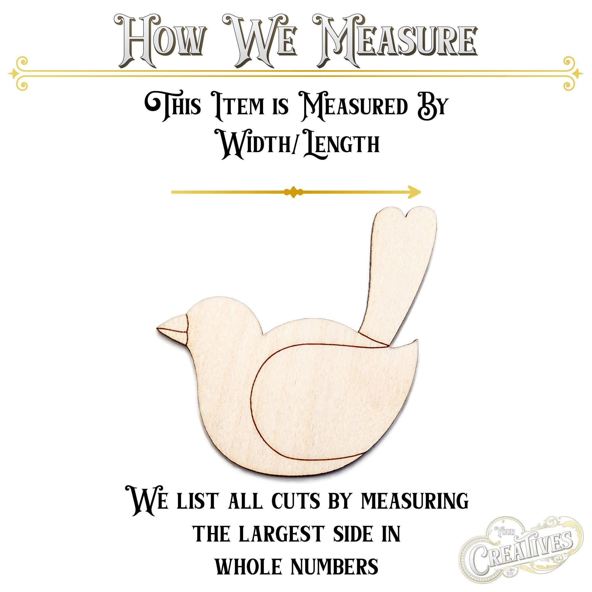 Birdie Wood Cutout - Laser Cut Unfinished Craft Shape - Multiple Sizes