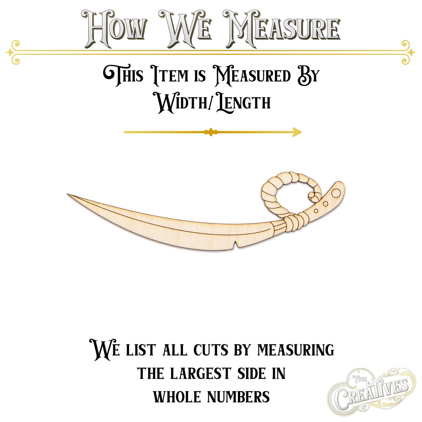 Pirate Sword Wood Cutout - Laser Cut Unfinished Craft Shape - Multiple Sizes