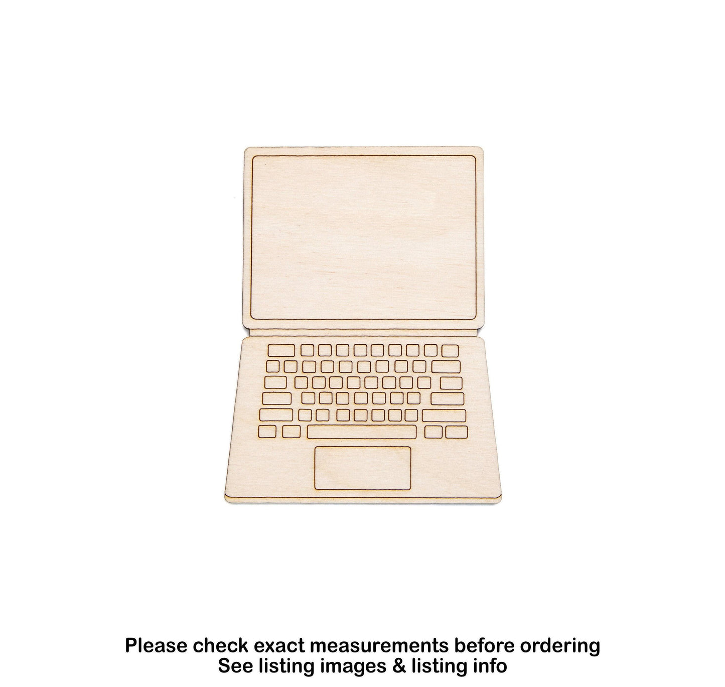 Laptop Detailed Wood Cutout - Laser Cut Unfinished Craft Shape - Multiple Sizes