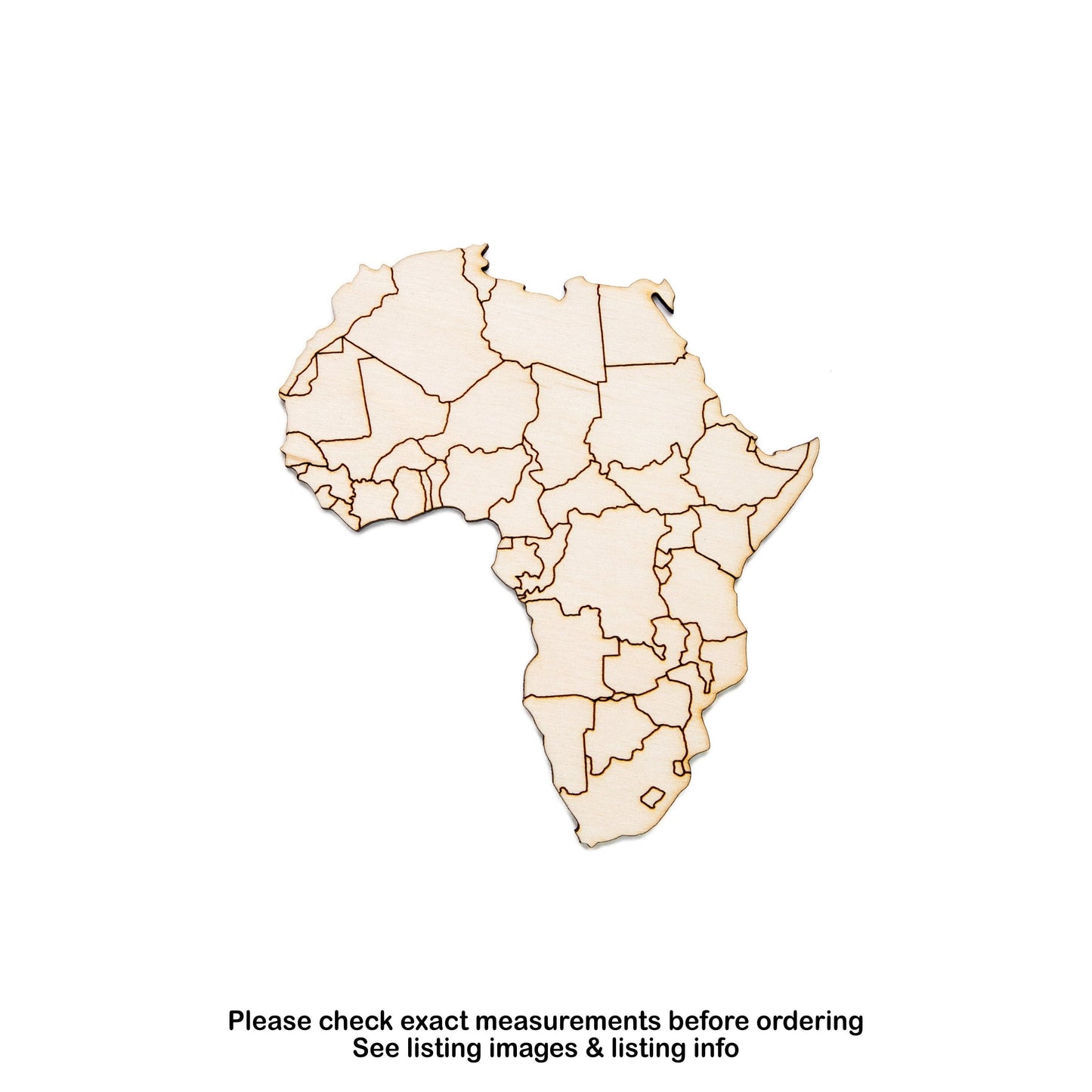 Africa Detailed Wood Cutout - Laser Cut Unfinished Craft Shape - Multiple Sizes