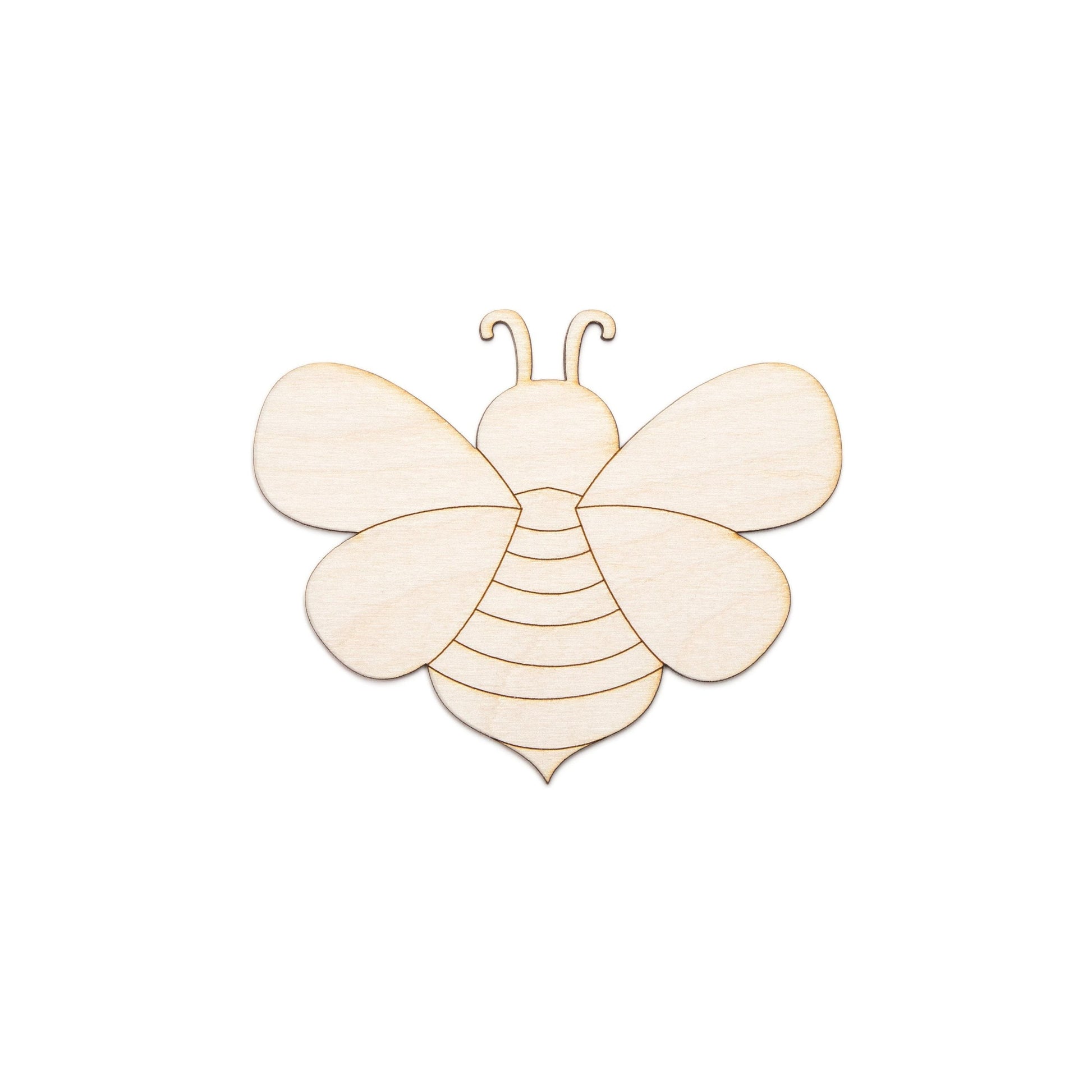 Cute Bee Wood Cutout - Laser Cut Unfinished Craft Shape - Multiple Sizes