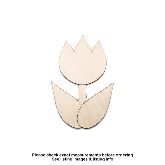 Cute Tulip Flower Wood Cutout - Laser Cut Unfinished Craft Shape - Multiple Sizes