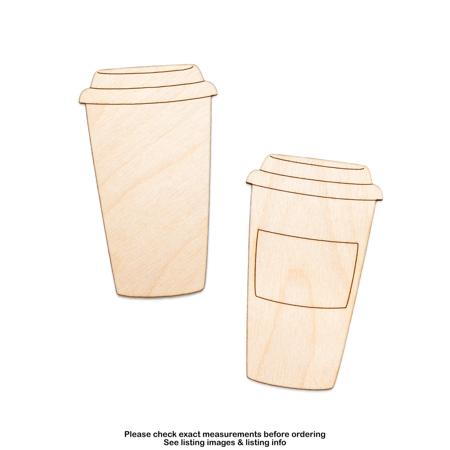 Coffee Cup Wood Cutout - Laser Cut Unfinished Craft Shape - Multiple Sizes