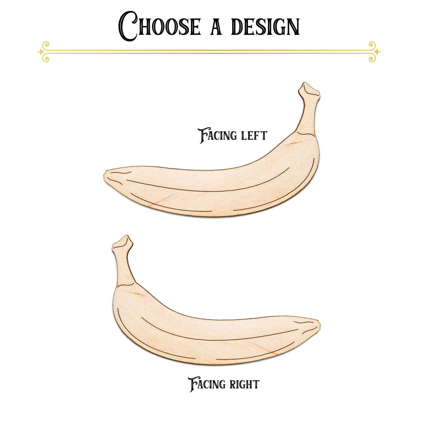 Banana Wood Cutout - Laser Cut Unfinished Craft Shape - Multiple Sizes