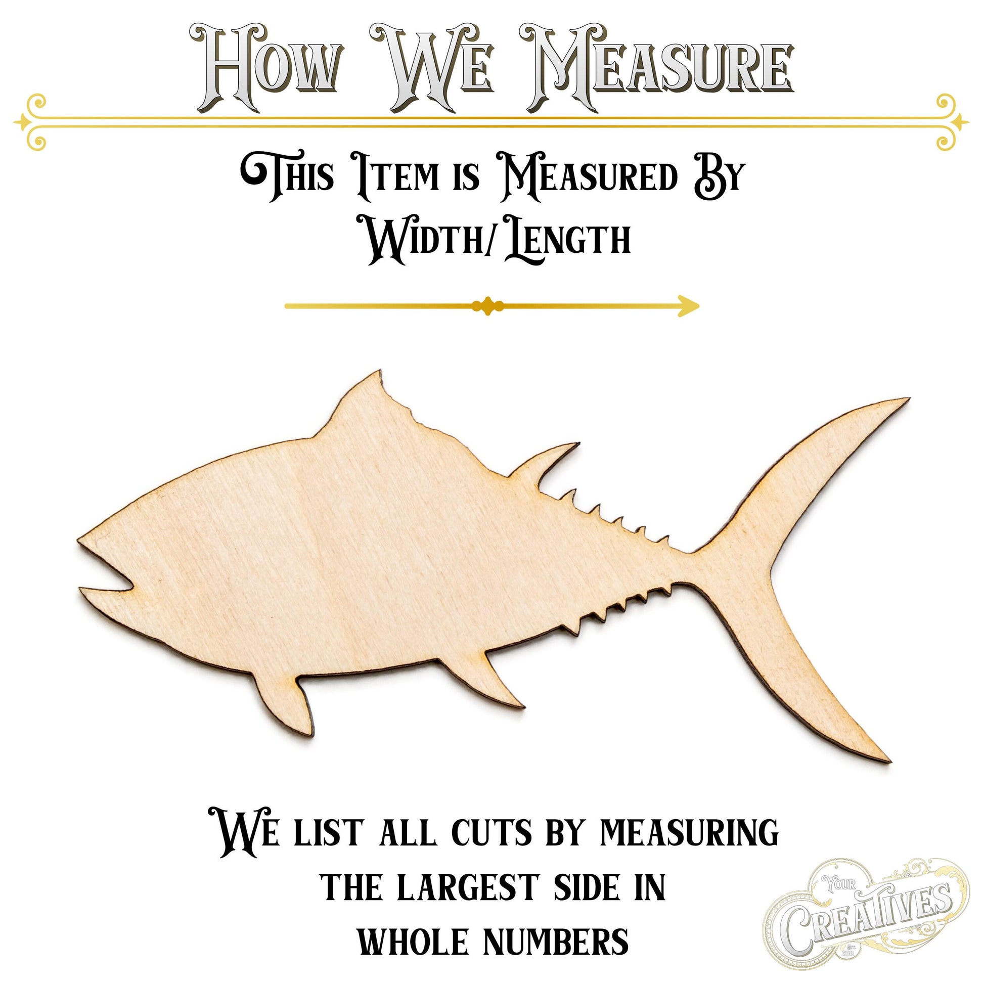 Tuna Fish Blank Wood Cutout - Laser Cut Unfinished Craft Shape - Multiple Sizes