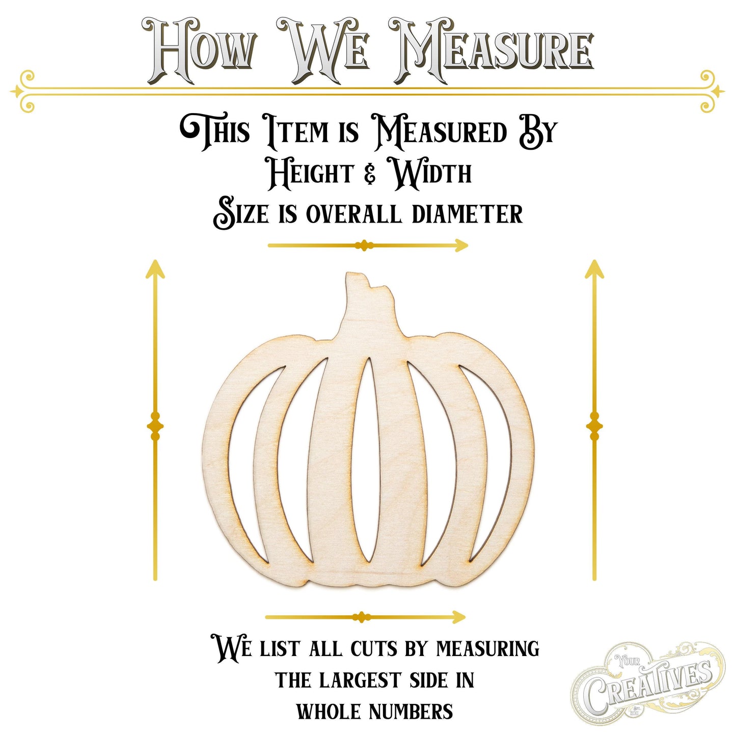Fall Pumpkin Detailed Wood Cutout - Laser Cut Unfinished Craft Shape - Multiple Sizes