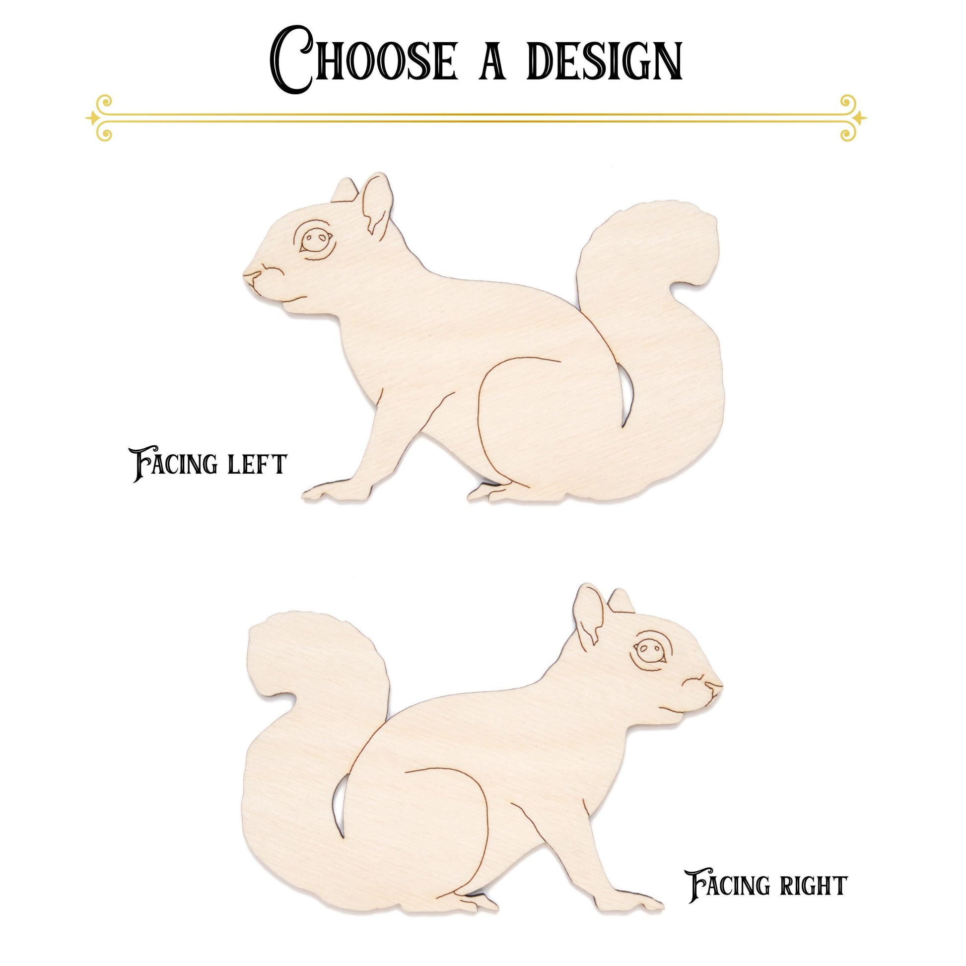 Squirrel Wood Cutout - Laser Cut Unfinished Craft Shape - Multiple Sizes