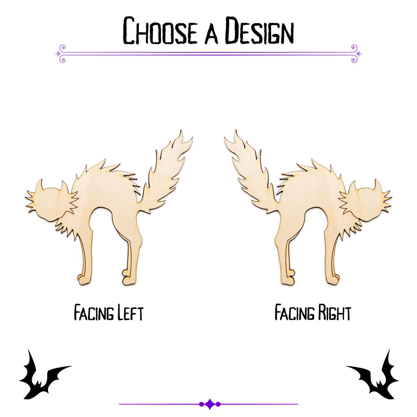 Scaredy Cat Wood Cutout - Laser Cut Unfinished Craft Shape - Multiple Sizes