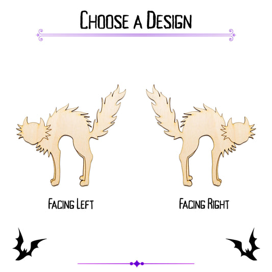 Scaredy Cat Wood Cutout - Laser Cut Unfinished Craft Shape - Multiple Sizes