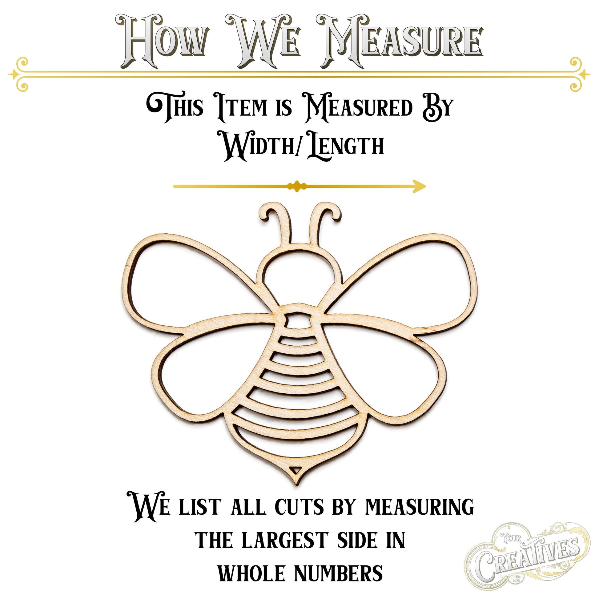 Cute Bee Intricate Wood Cutout - Laser Cut Unfinished Craft Shape - Multiple Sizes
