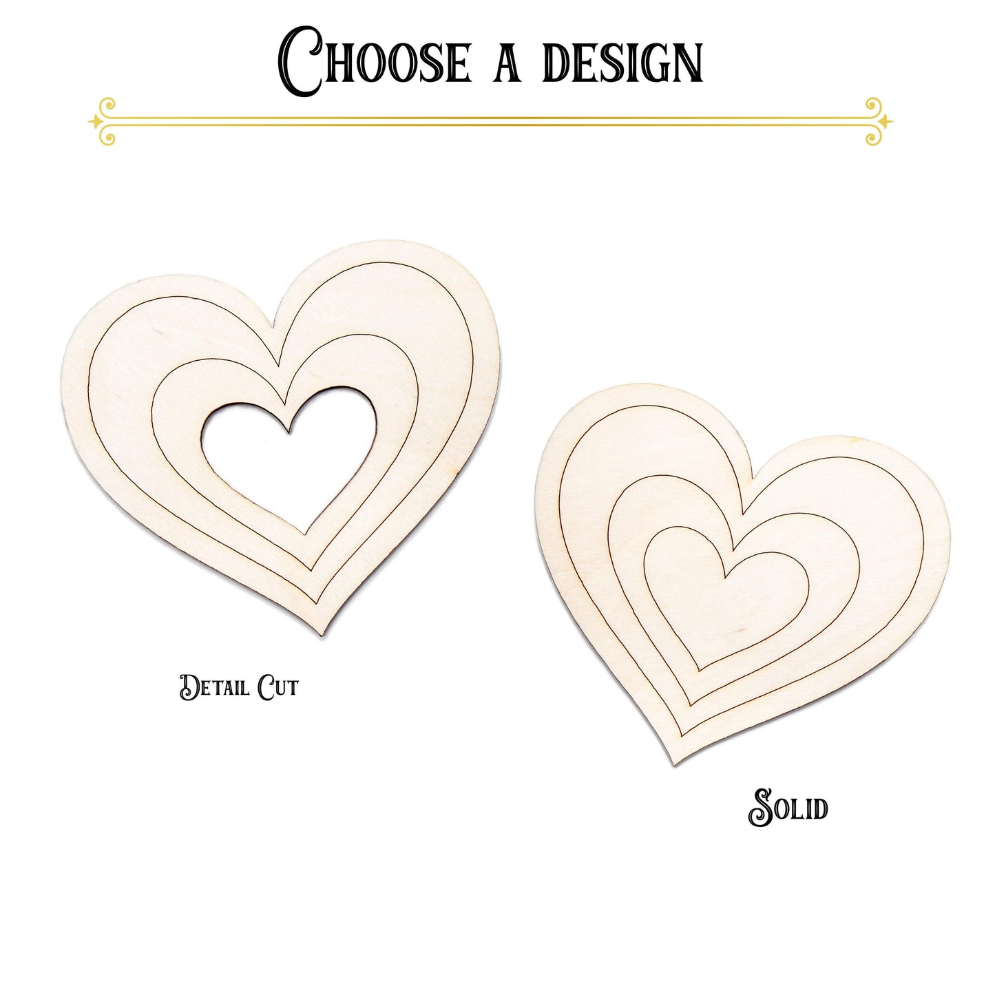 Ripple Heart Wood Cutout - Laser Cut Unfinished Craft Shape - Multiple Sizes