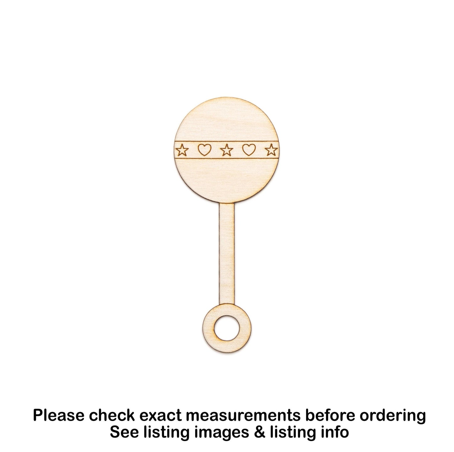 Baby Rattle Wood Cutout - Laser Cut Unfinished Craft Shape - Multiple Sizes