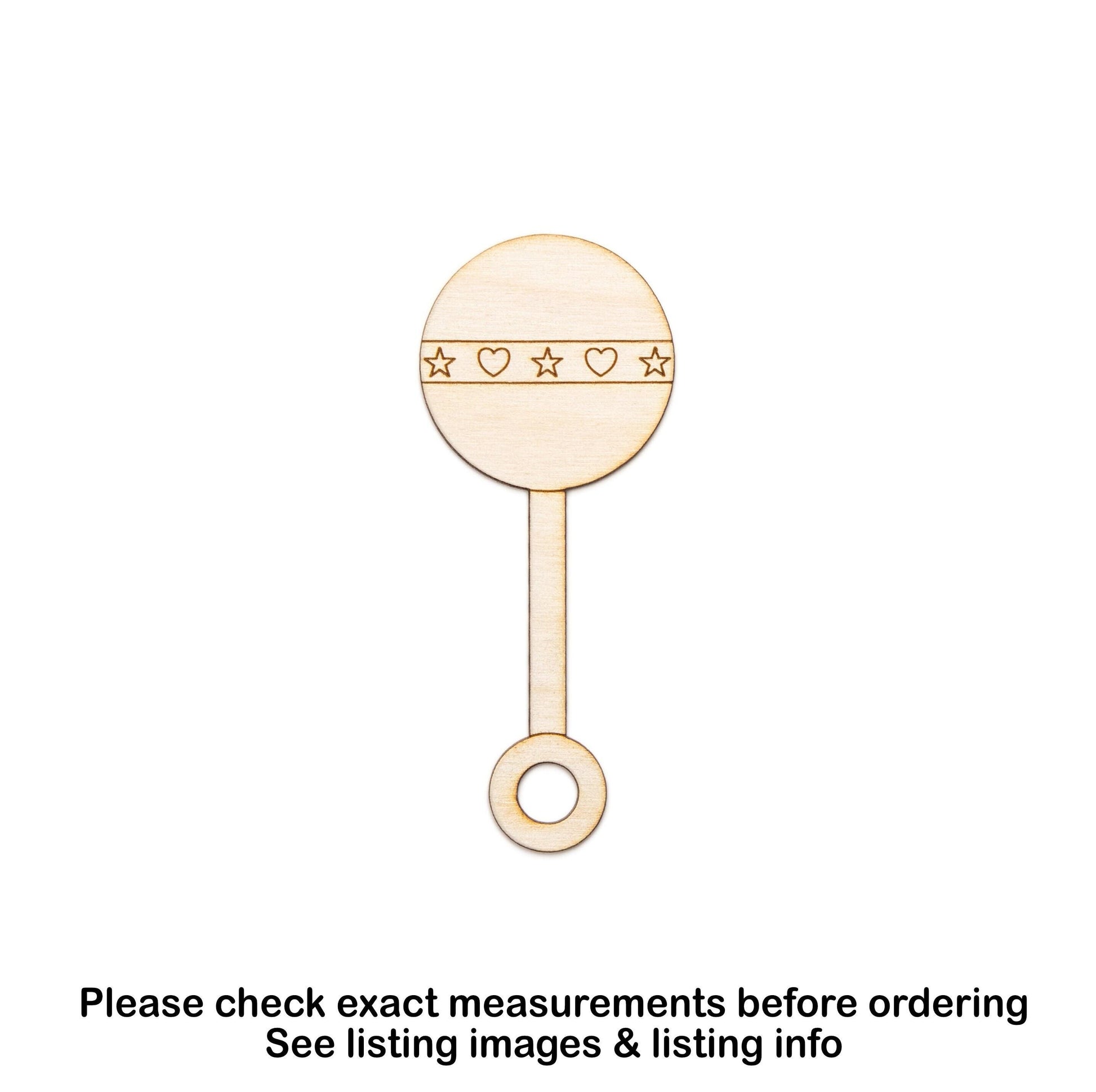 Baby Rattle Wood Cutout - Laser Cut Unfinished Craft Shape - Multiple Sizes