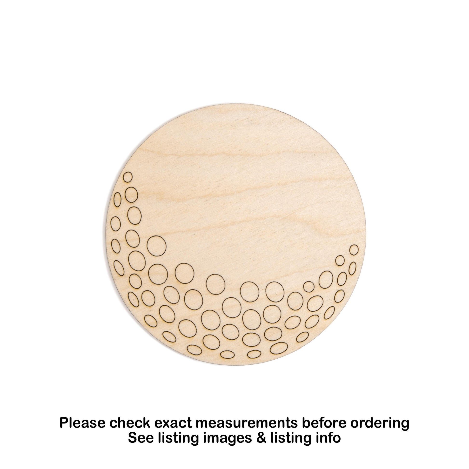 Golf Ball Detailed Wood Cutout - Laser Cut Unfinished Craft Shape - Multiple Sizes