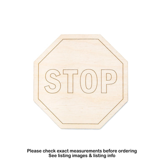Stop Sign Detail Detailed Wood Cutout - Laser Cut Unfinished Craft Shape - Multiple Sizes