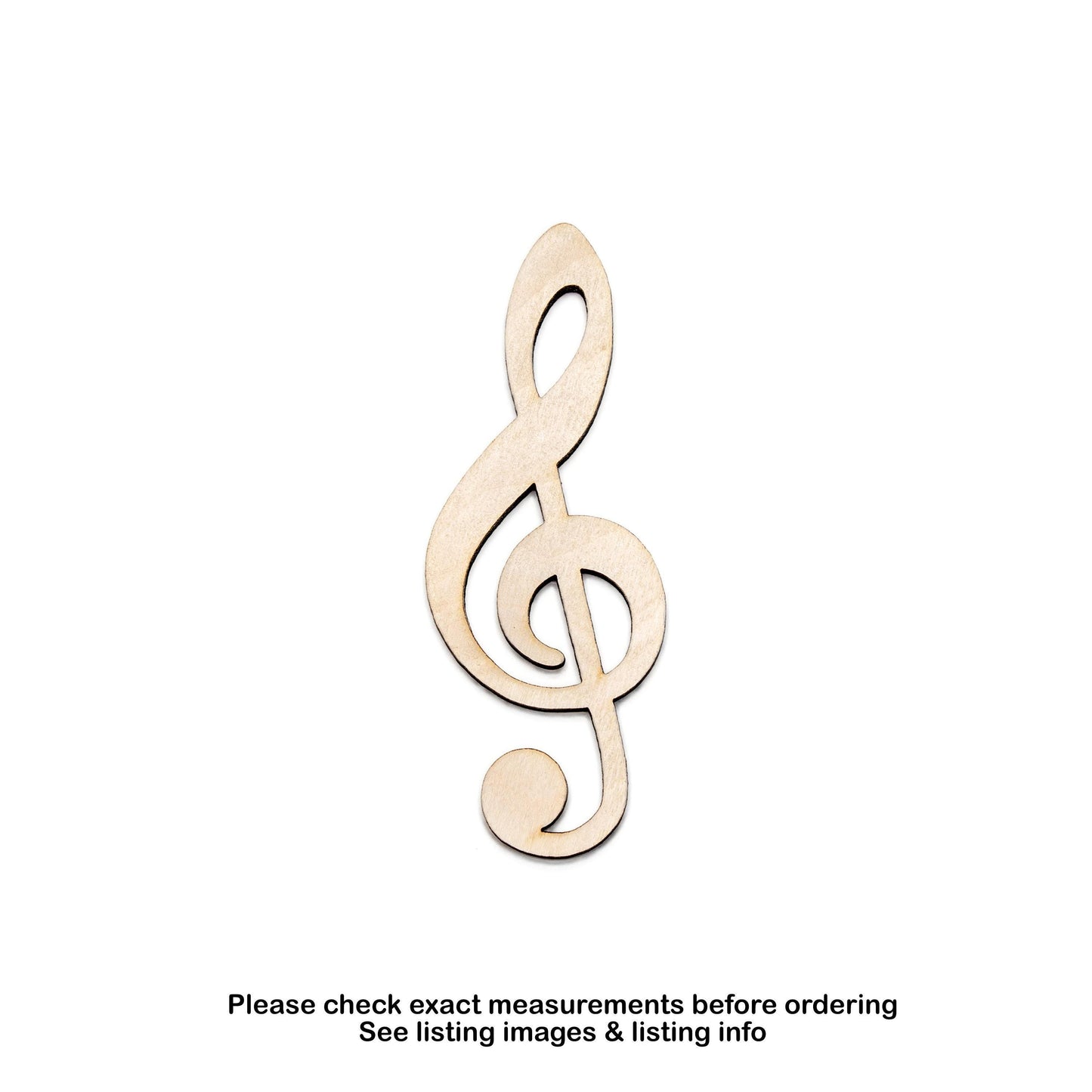 Treble Clef Wood Wood Cutout - Laser Cut Unfinished Craft Shape - Multiple Sizes