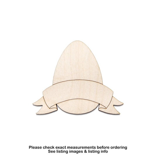 Egg With Banner Wood Cutout - Laser Cut Unfinished Craft Shape - Multiple Sizes