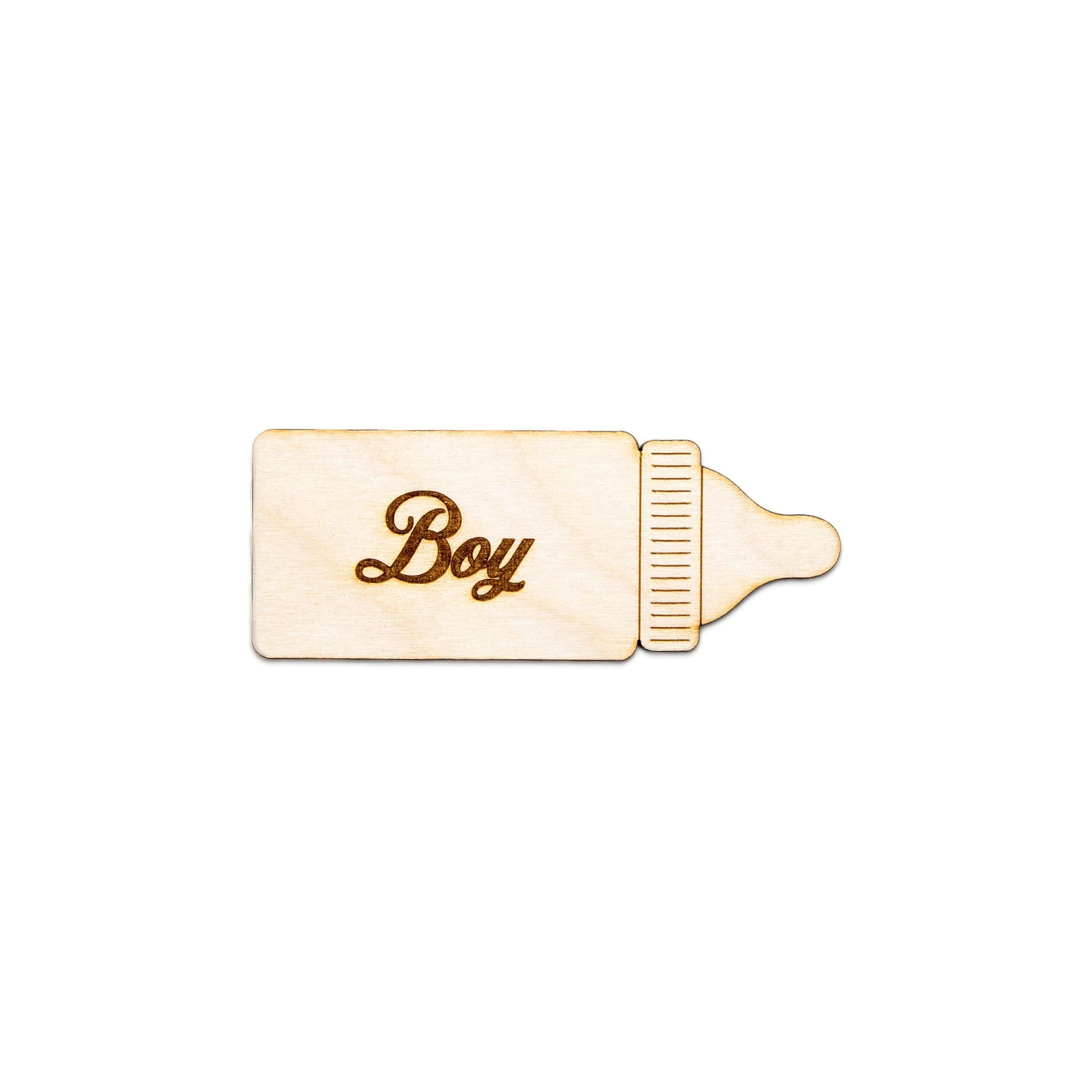 Boy Baby Bottle Etched Wood Cutout - Laser Cut Unfinished Craft Shape - Multiple Sizes