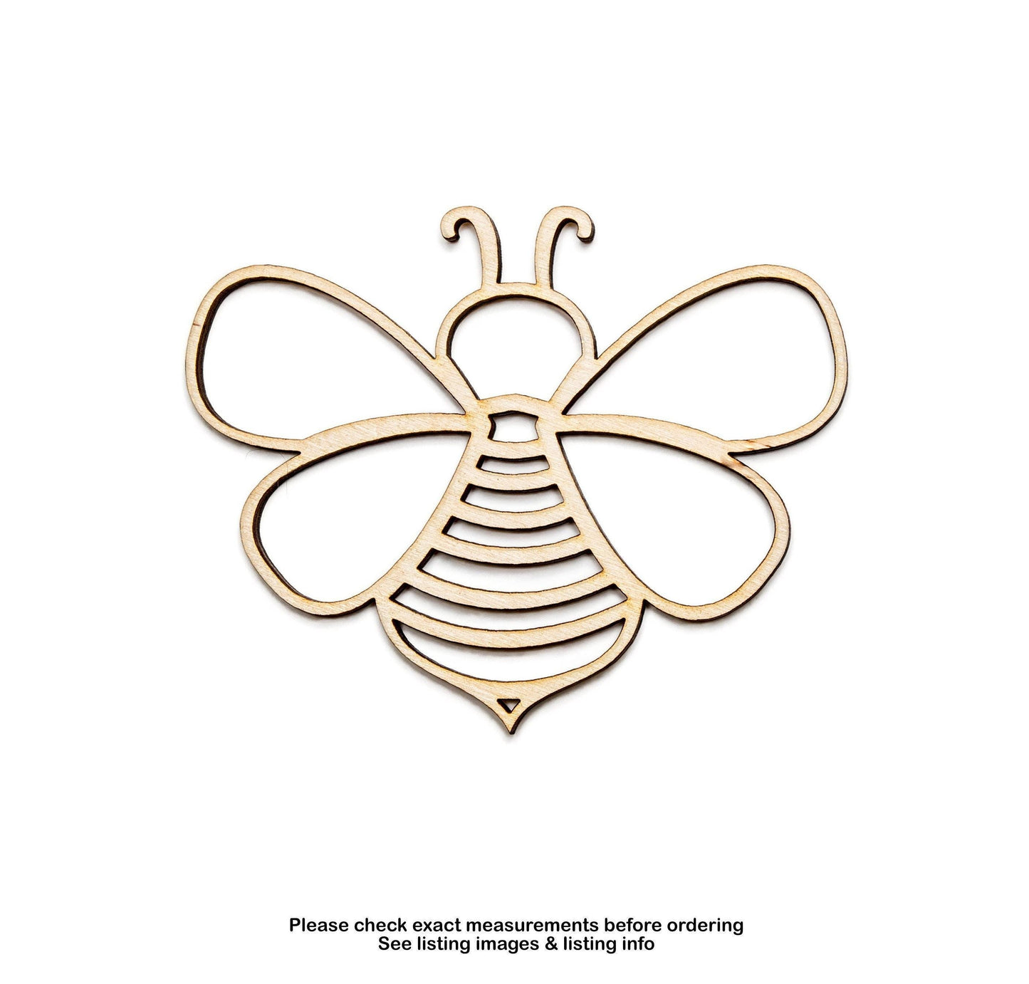 Cute Bee Intricate Wood Cutout - Laser Cut Unfinished Craft Shape - Multiple Sizes