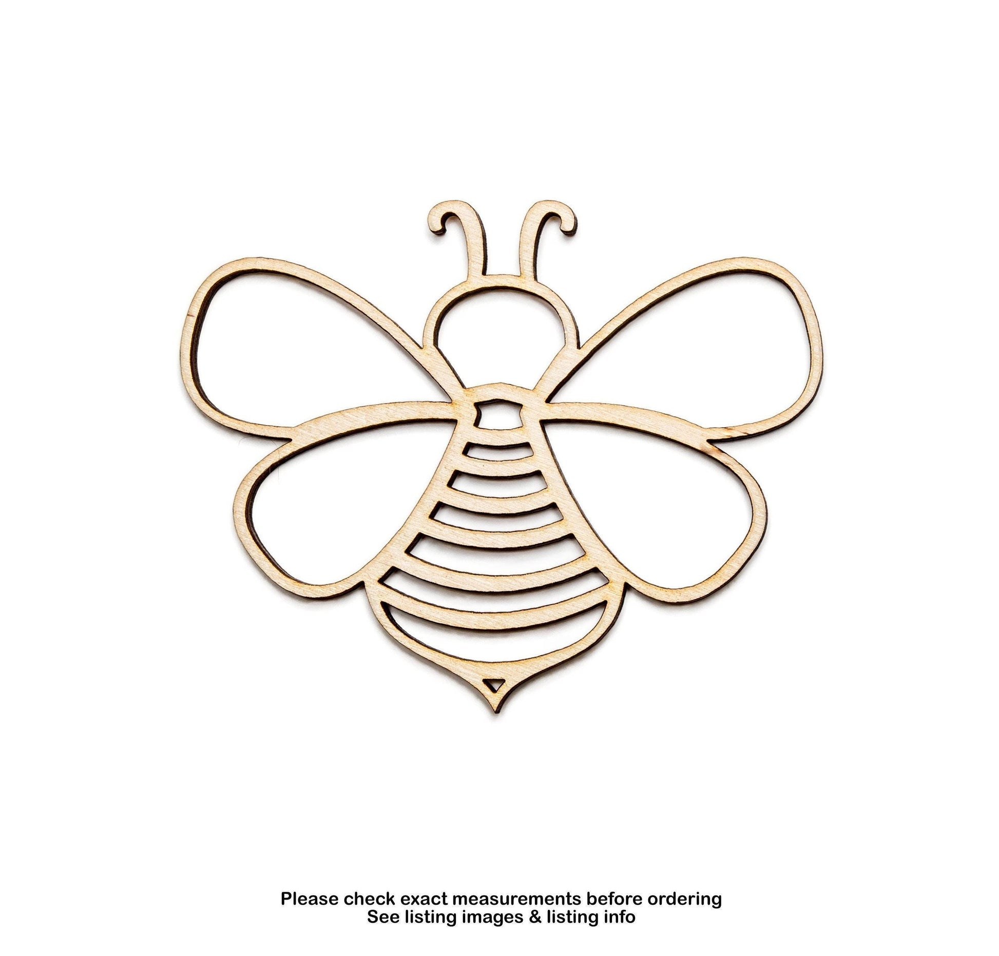 Cute Bee Intricate Wood Cutout - Laser Cut Unfinished Craft Shape - Multiple Sizes