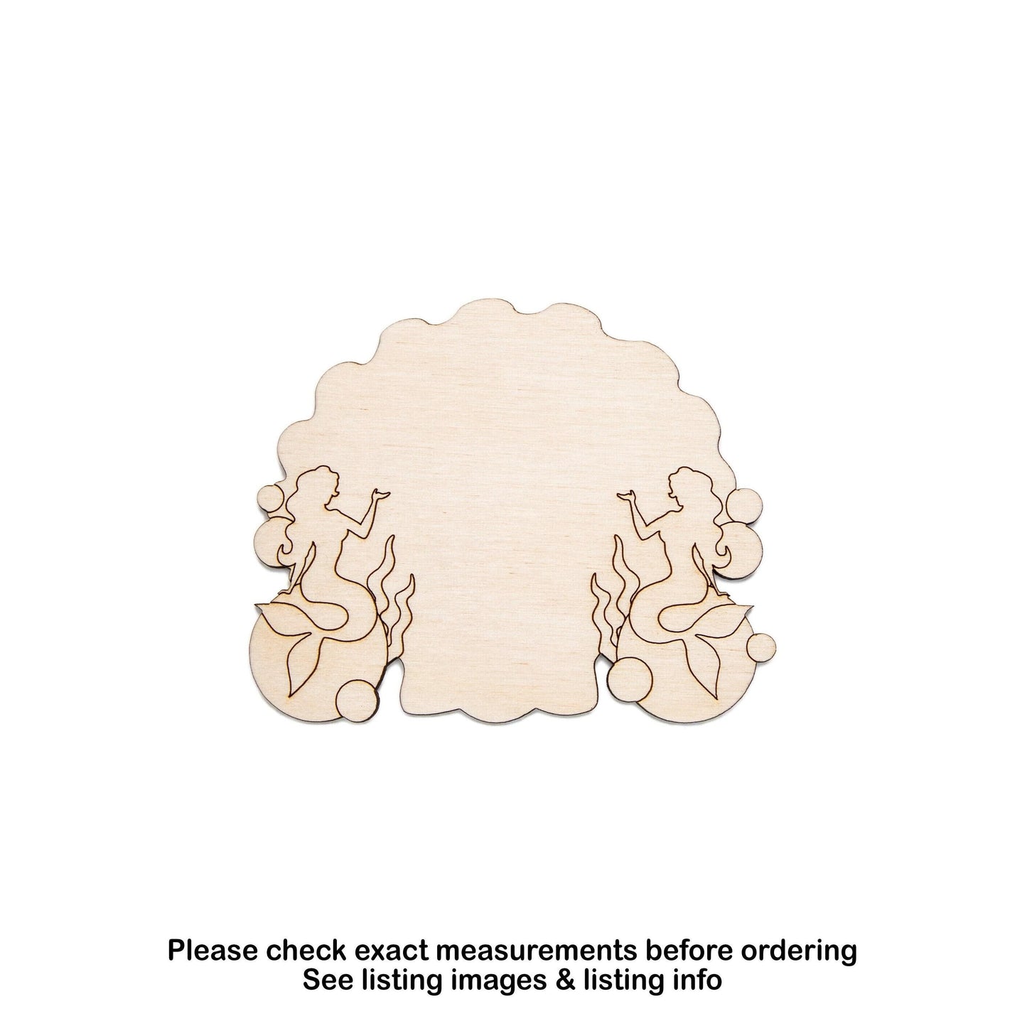 Clam Shell Mermaid Sign Wood Cutout - Laser Cut Unfinished Craft Shape - Multiple Sizes