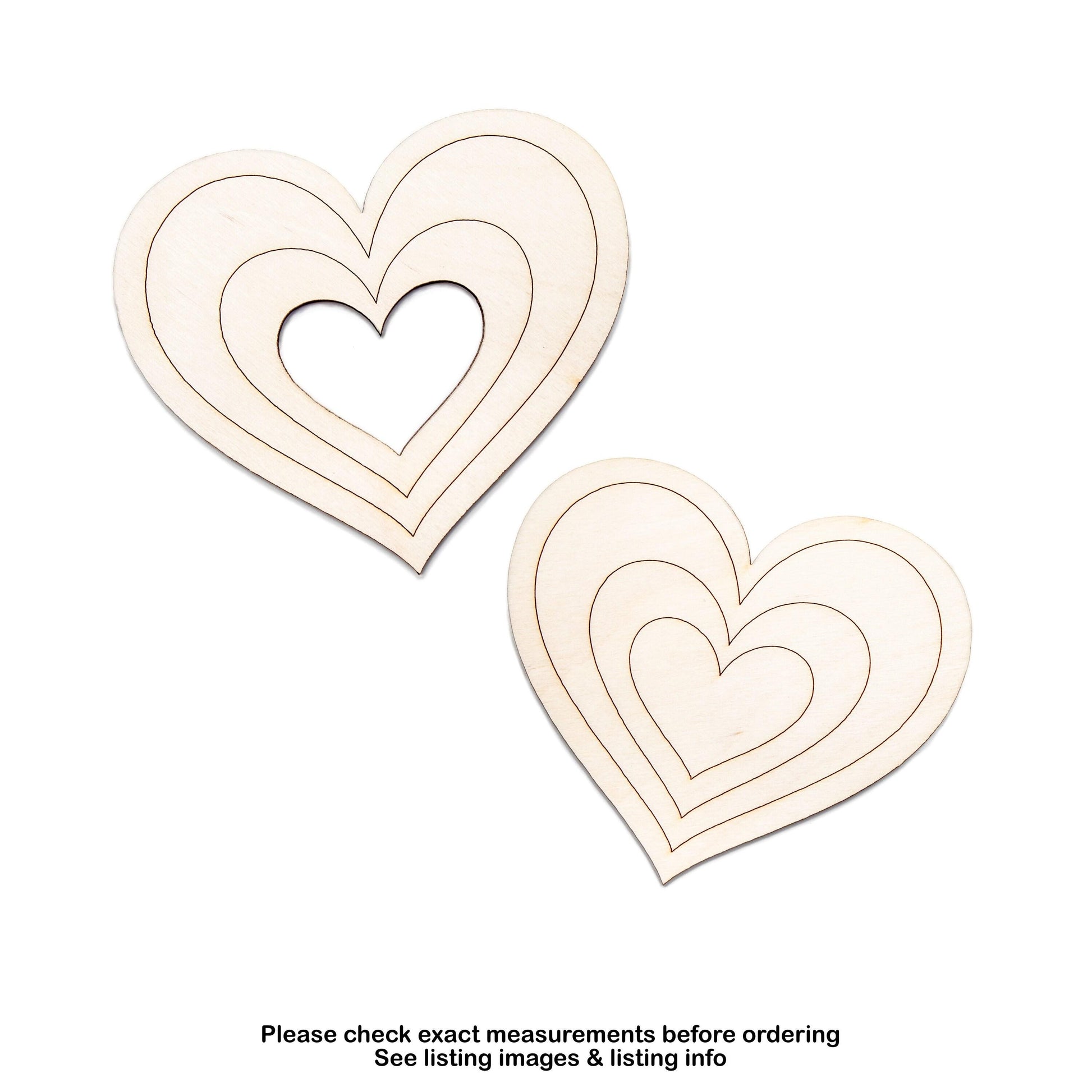 Ripple Heart Wood Cutout - Laser Cut Unfinished Craft Shape - Multiple Sizes