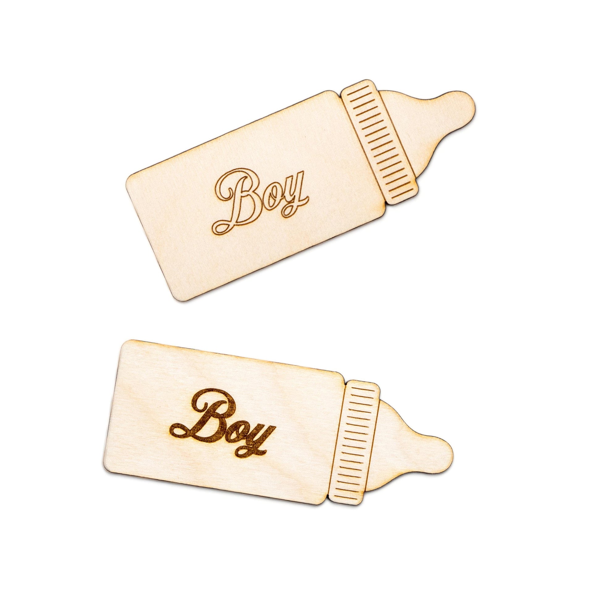 Boy Baby Bottle Etched Wood Cutout - Laser Cut Unfinished Craft Shape - Multiple Sizes