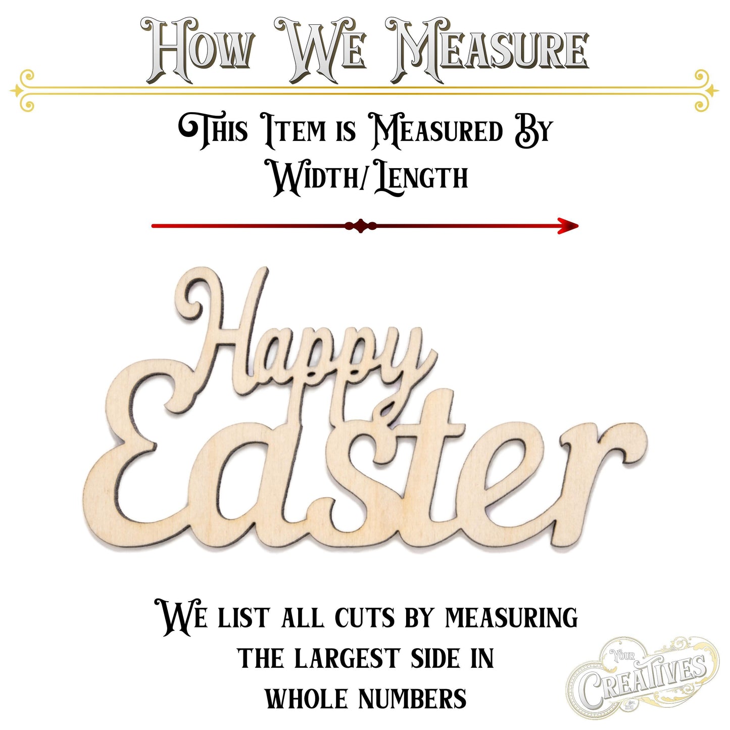 Happy Easter Wood Cutout - Laser Cut Unfinished Craft Shape - Multiple Sizes