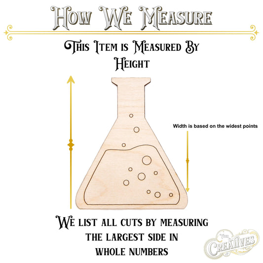 Conical Flask Chemistry Bottle Detailed Wood Cutout - Laser Cut Unfinished Craft Shape - Multiple Sizes
