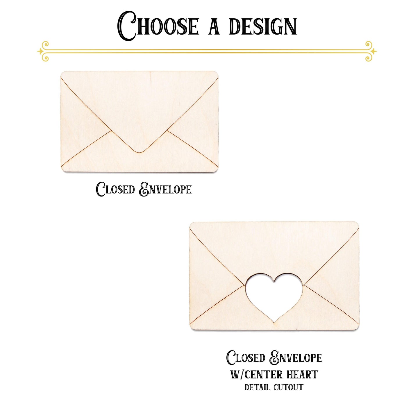 Closed Envelope Wood Cutout - Laser Cut Unfinished Craft Shape - Multiple Sizes