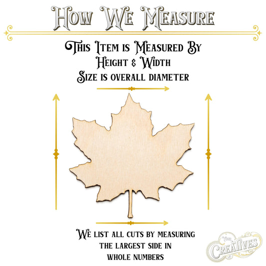 Maple Leaf Wood Cutout - Laser Cut Unfinished Craft Shape - Multiple Sizes