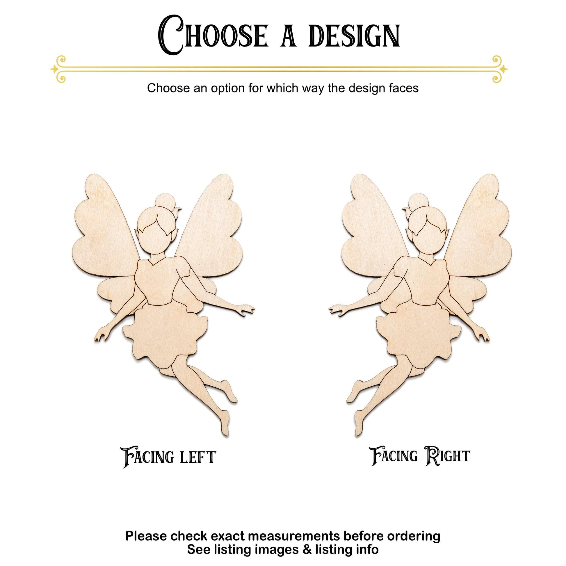 Fairy Girl Wood Cutout - Laser Cut Unfinished Craft Shape - Multiple Sizes
