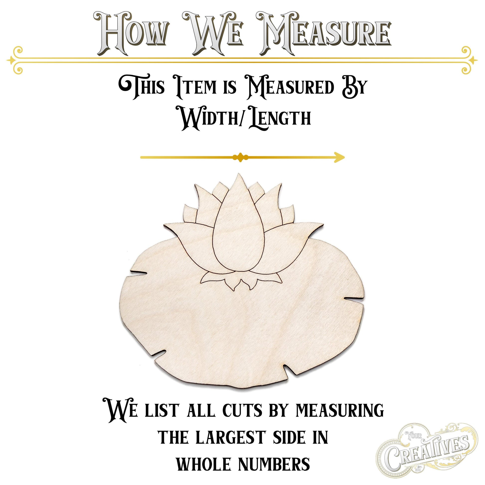 Water Lily Wood Cutout - Laser Cut Unfinished Craft Shape - Multiple Sizes