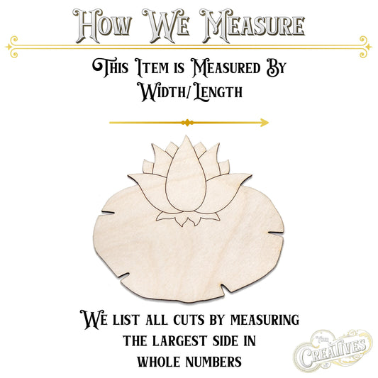 Water Lily Wood Cutout - Laser Cut Unfinished Craft Shape - Multiple Sizes