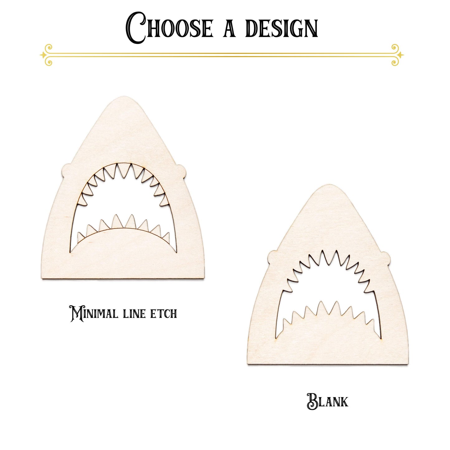 Shark Mouth Wood Cutout - Laser Cut Unfinished Craft Shape - Multiple Sizes
