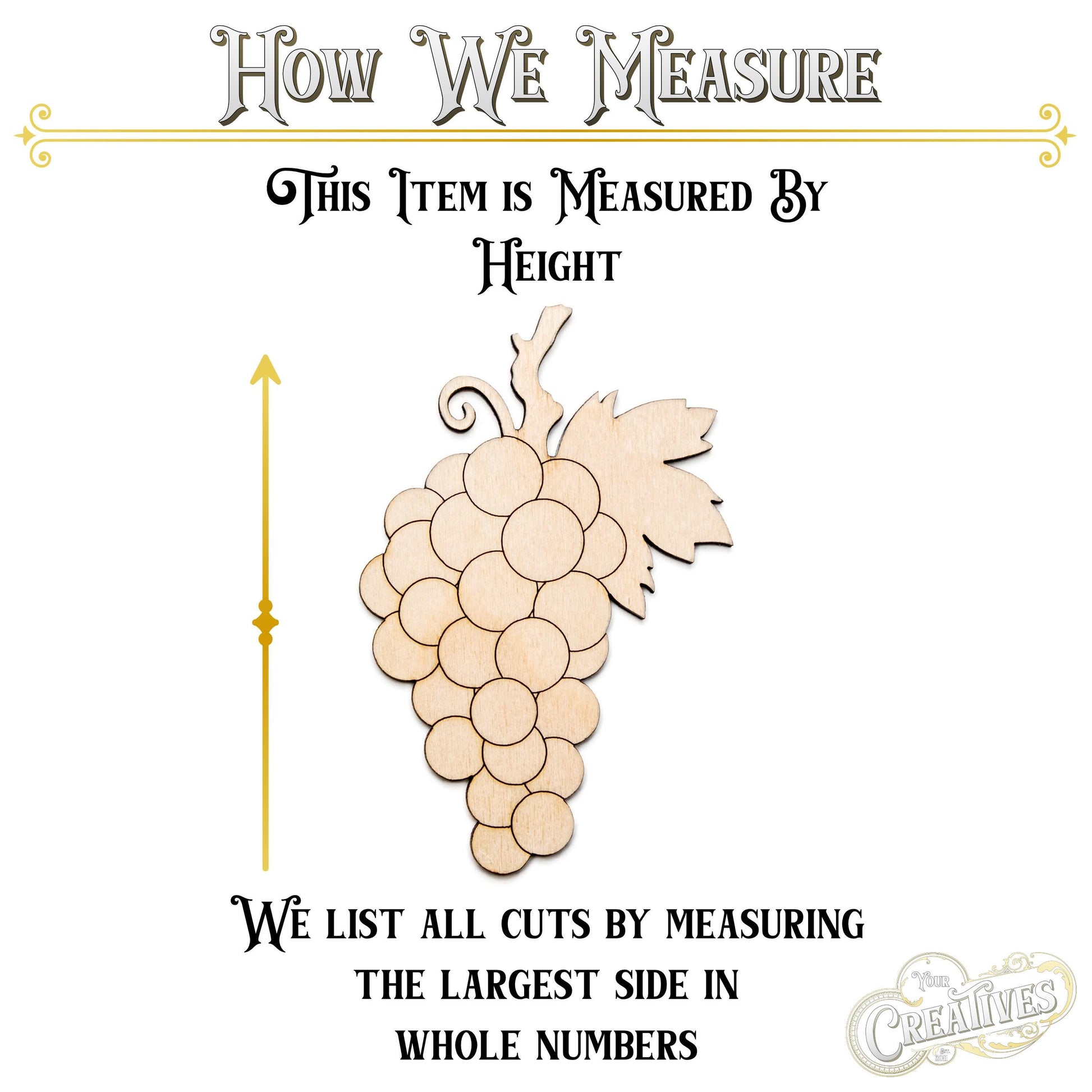 Grapes Detailed Wood Cutout - Laser Cut Unfinished Craft Shape - Multiple Sizes