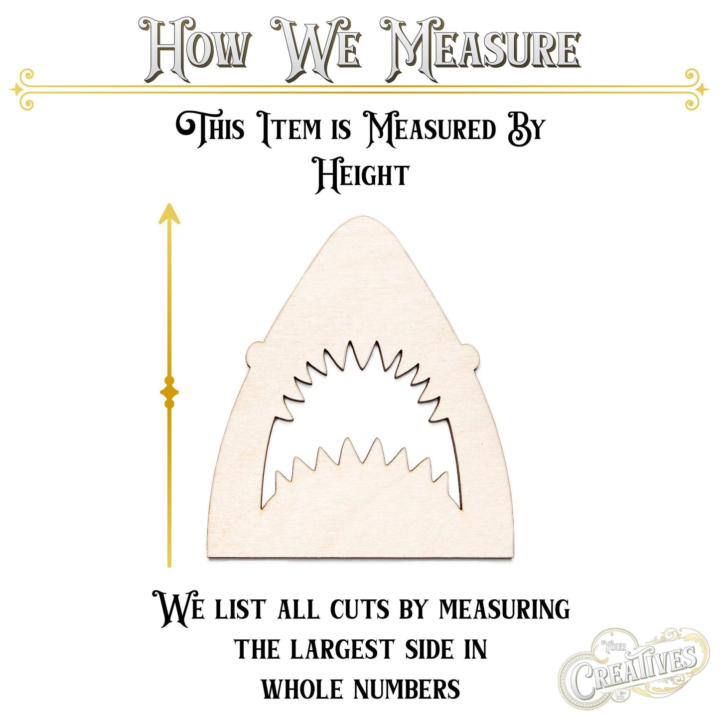 Shark Mouth Wood Cutout - Laser Cut Unfinished Craft Shape - Multiple Sizes