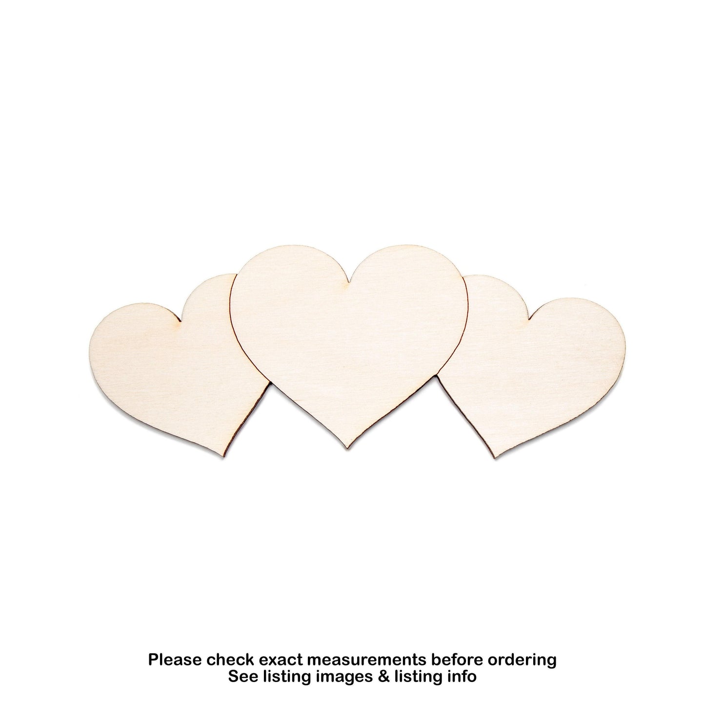 Triple Hearts Wood Cutout - Laser Cut Unfinished Craft Shape - Multiple Sizes