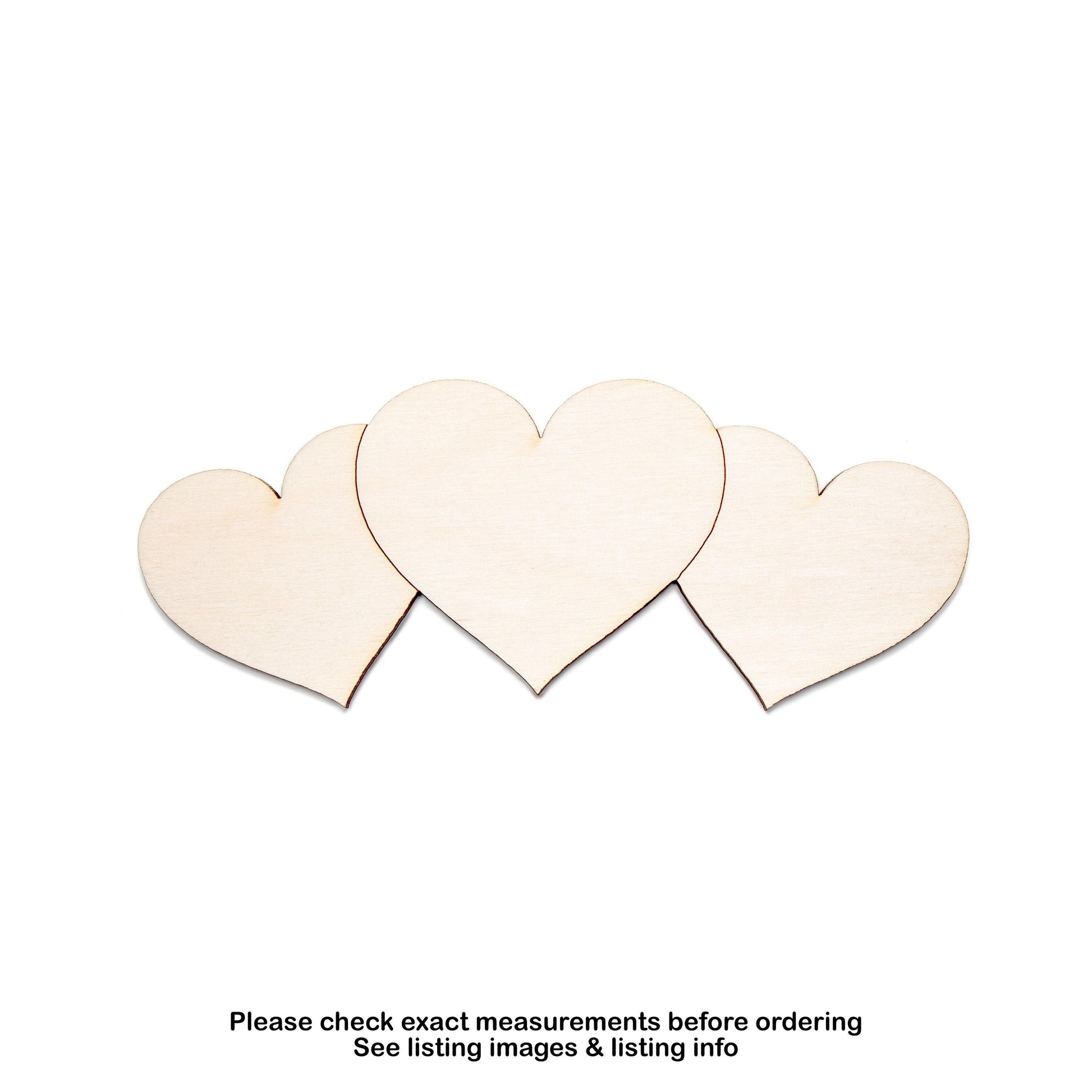 Triple Hearts Wood Cutout - Laser Cut Unfinished Craft Shape - Multiple Sizes